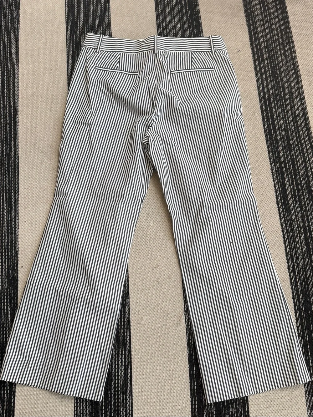 J. Crew Women's Black and White Striped Capri Ankle Dress Pants Size 4 NWT